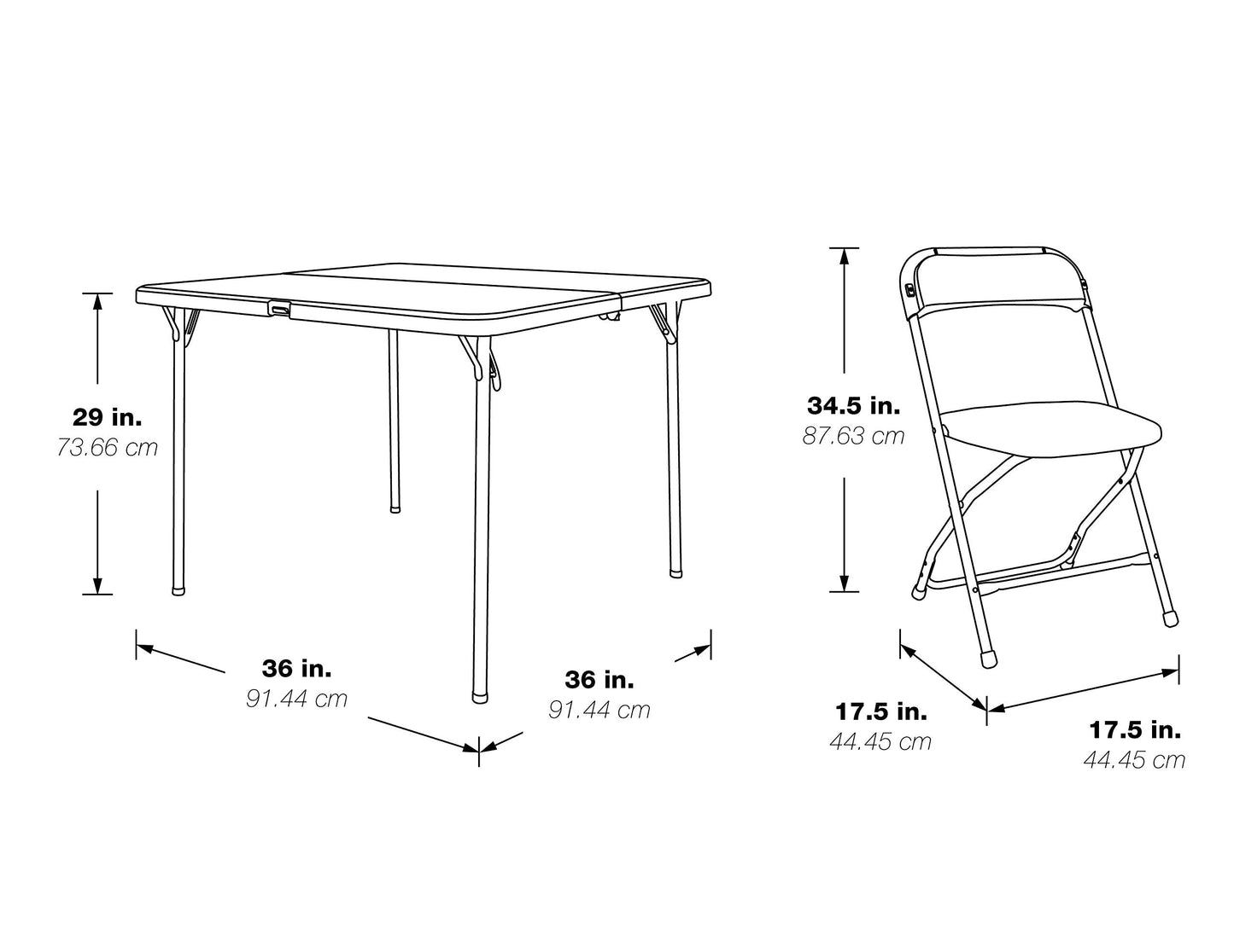 Office Star Resin 5-Piece Folding Square Table and Chair Set, Light Grey