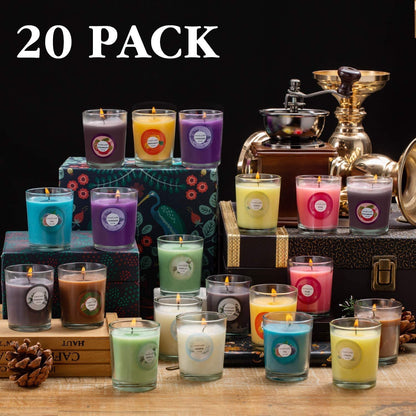 WREXCS Scented Candles with 10 Fragrances Gift Set for Home and Women，2.2oz Aromatherapy Soy Wax Glass Jar Candle，20 Pack