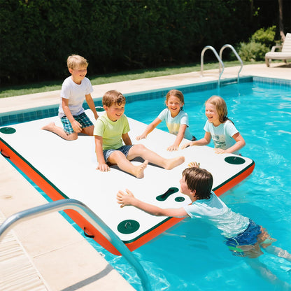 Wauffua Inflatable Floating Dock for Lakes, Thick and Extra Wide Lake Floats for Adults, Non-Slip Air Dock Platform with Portable Carrying Bag, Floating Platform Island for Pool Beach Ocean