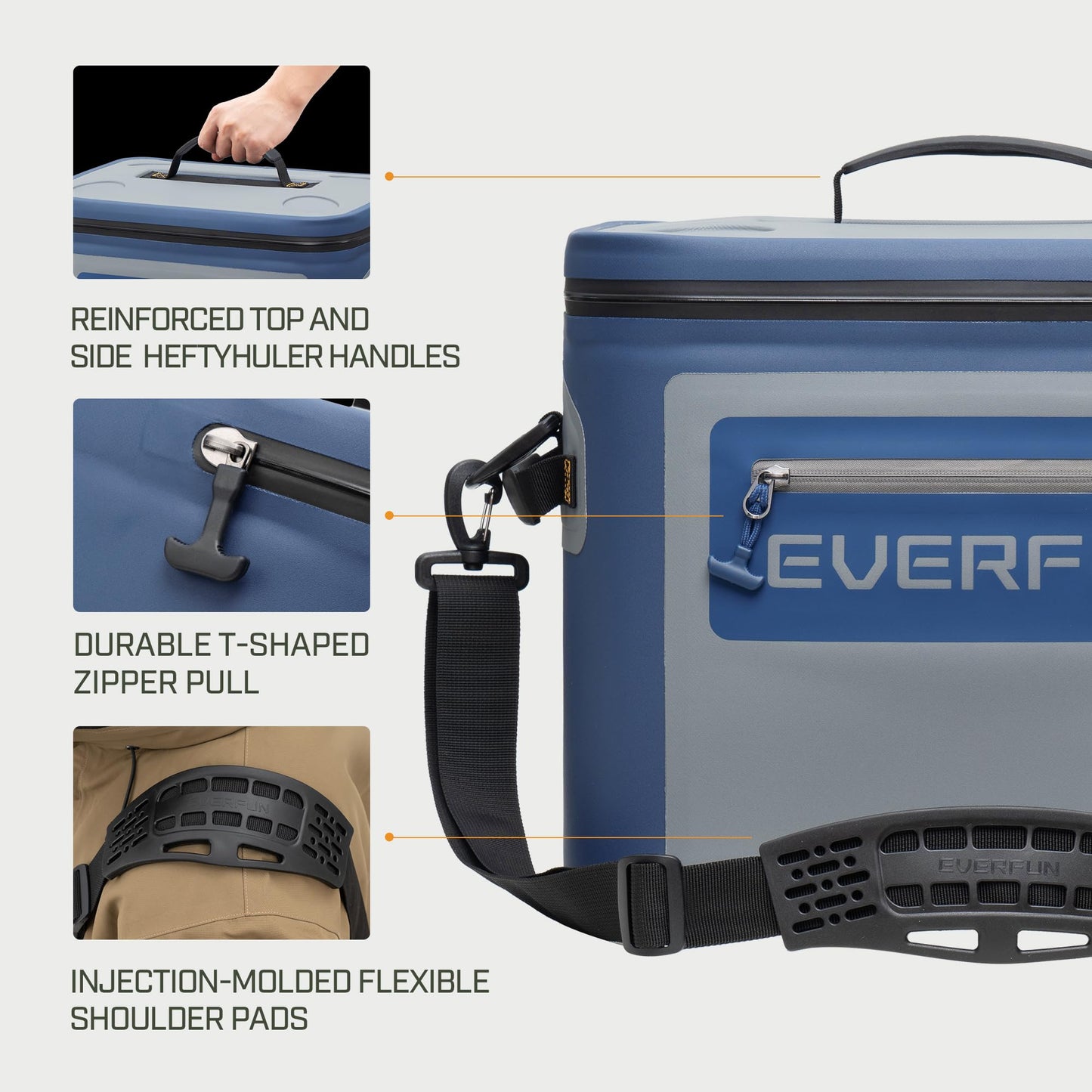 EVERFUN Soft Cooler 30 Can, Portable 24qt Insulated Small Cooling Lunch Box for Men and Women, Leakproof Ice Chest Bag for Travel, Beach, Camping, Boating, Fishing, Tailgating, Work and Picnic