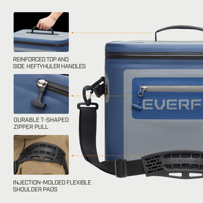 EVERFUN Soft Cooler 30 Can, Portable 24qt Insulated Small Cooling Lunch Box for Men and Women, Leakproof Ice Chest Bag for Travel, Beach, Camping, Boating, Fishing, Tailgating, Work and Picnic