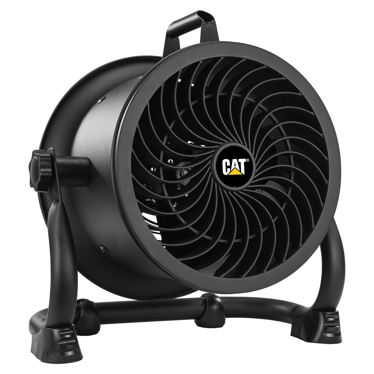 CAT fans - 9”-Blade High-Velocity Drum Fan (Black, 2-in-1): 940 CFM, 4-Speed, 360° Pivoting Head, Dual Ball Bearing Motor with Die-Cast Cover (HVD-9AC-BLK)
