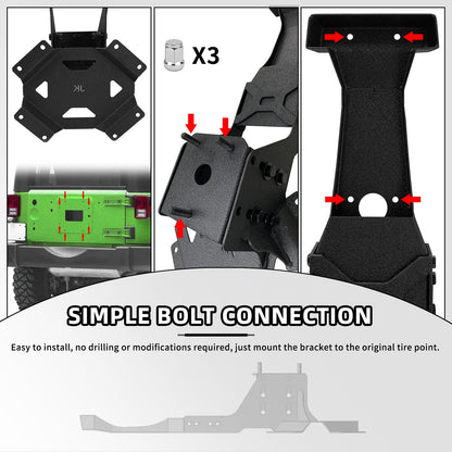 XOOKUN Spare Tire Bracket Fits 2007-2018 Jeep Wrangler JK with OEM Brake Light Mounting Bracket|Brake Light Not Included