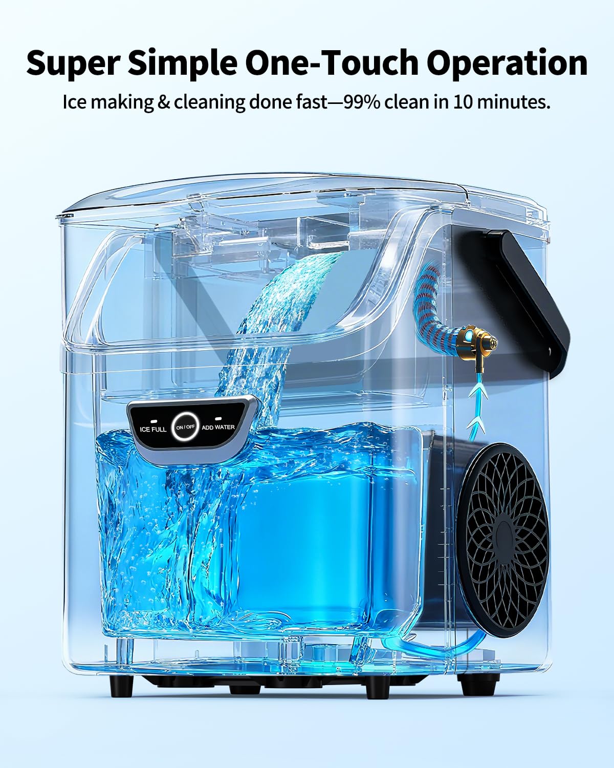 SenCre Nugget Ice Maker with Handle, 40lbs/Day Countertop Ice Maker Ready in 5 Mins, Soft Sonic Ice, Auto-Cleaning Ice Makers Portable Ice Machine for Home Kitchen Office Party & Large Families