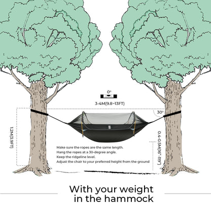 Rivenlo Camping Hammock Tent with Mosquito Net & RainFly, 3 in 1 Waterproof Portable Sleeping Hammock Bug Backpacker Lightweight Outdoor Gear Swing for Hiking Travel Patio Expedition(Dark Green)