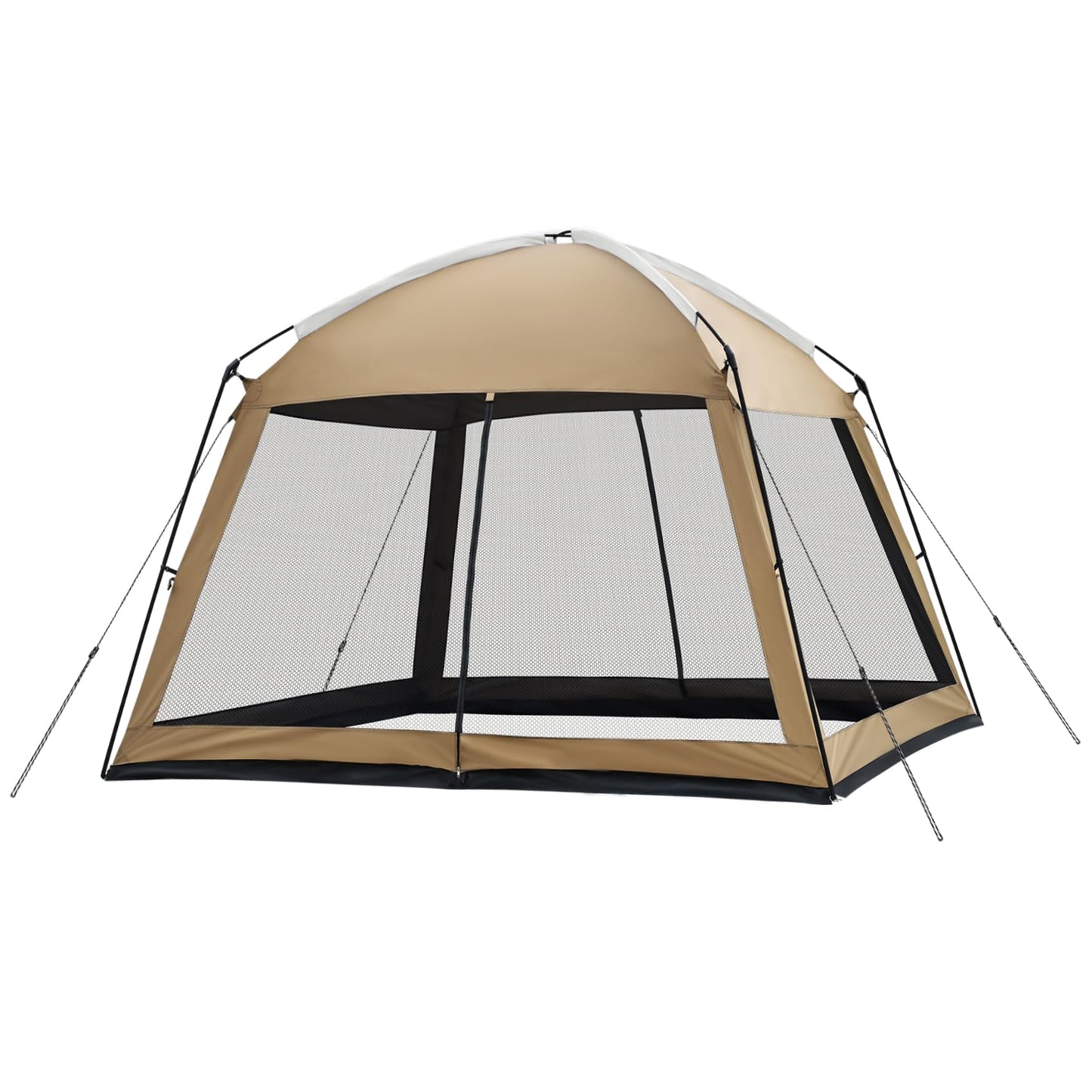 Superrella 12 x 12 FT Camping Screen Tent for 8-10 Person, Easy Setup Screen House with UV 50+ Sun Protection & Mosquito Net for Camping, Backyard, Picnic, Patio, Outdoor, Kakhi