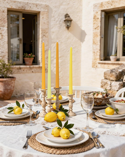 Viyffo Taper Candles, 12 Inch, 12 Pack, Yellow – Unscented, Smokeless Design, Up to 8-Hour Burn – Tall Candlesticks for Table Decor, Weddings & Dinners