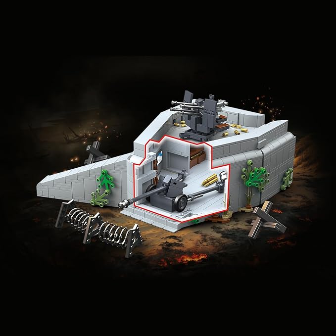 Jeamoc WW2 Military Fortress Building Block Set 1232 Pcs Military Fortress Fort Building Bricks Construction WW2 Set