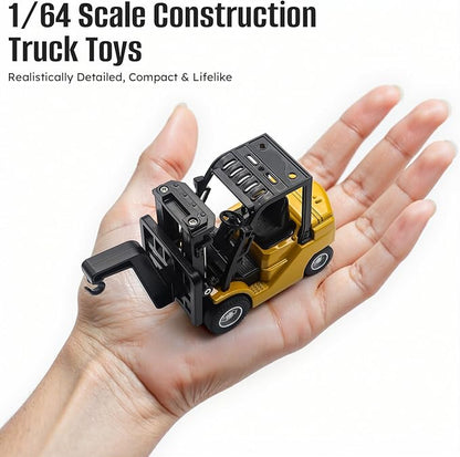 1/64 Mini RC Forklift Toy10 Channel 2 Mode Remote Control Forklift Truck with Rechargeable Battery 2 in 1 Transformable Lift Fork &amp Hook with Lights &amp Sounds Gift for Adults Kids Boys Girls