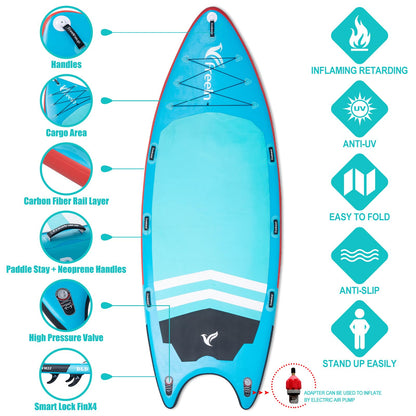 Freein 14’ Inflatable Team SUP, Extra Large Stand Up Paddle Board for Multi Person, Dual-Action Hand Pump, Adjustable Paddle, Complete Kit