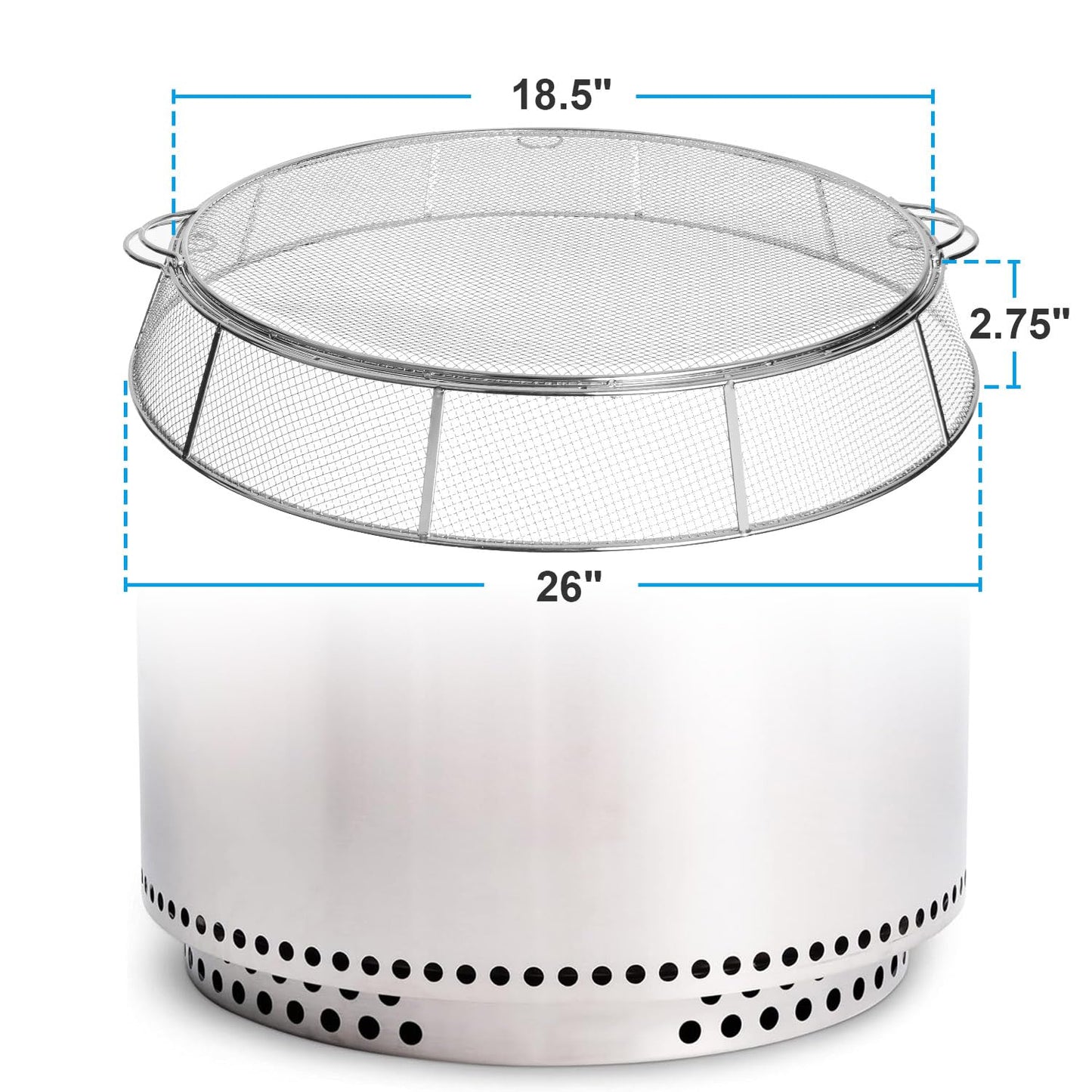 Fire Pit Spark Protector Screen, Mesh Protective Spark Screen for Solo Stove Yukon Shield, Portable Outdoor Fire Pit Accessories for Backyard and Outdoor Fire Pits Hot Embers, Stainless Steel