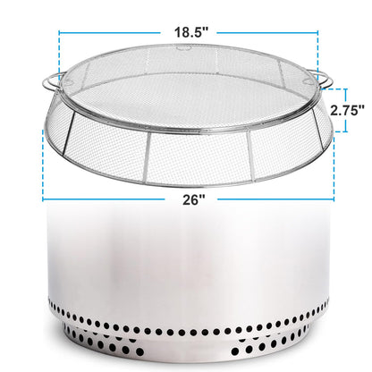 Fire Pit Spark Protector Screen, Mesh Protective Spark Screen for Solo Stove Yukon Shield, Portable Outdoor Fire Pit Accessories for Backyard and Outdoor Fire Pits Hot Embers, Stainless Steel