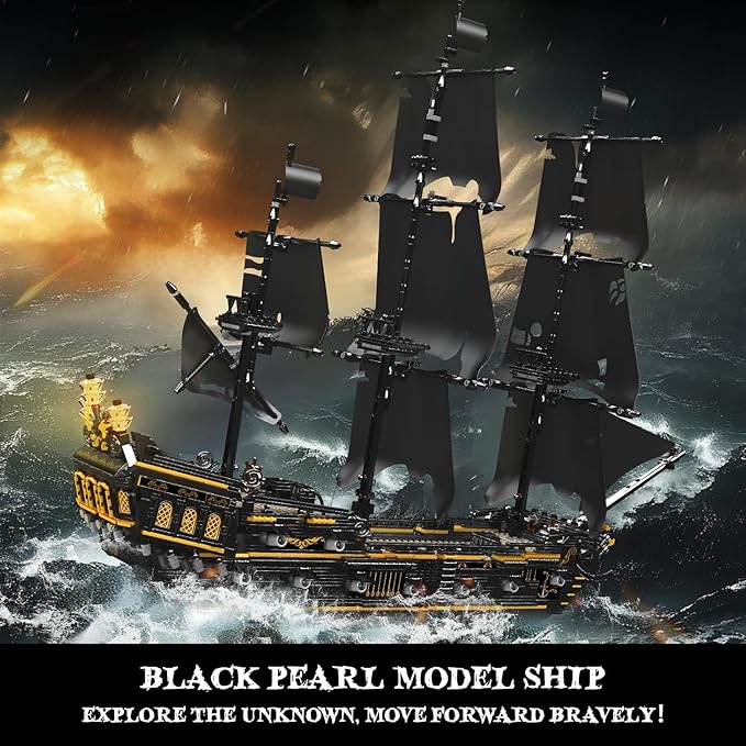 Mould King 13199 Pirates Ship Model Building Blocks Kits MOC Large Black Pearl Sailboat Model Construction Set to Build Gift for Age 14+/Adults Collections Enthusiasts (3180+ Pieces)