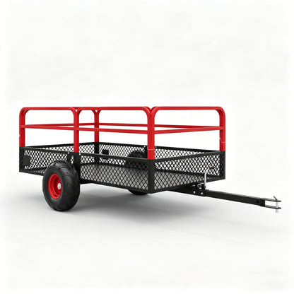 22 Cu.Ft 1600Lbs Steel ATV UTV Trailer, Tow Behind Dump Cart, Heavy Duty Pull Behind with Removable Sides & All Terrain Tires, Pull Behind Utility Dump Trailer for, Garden, Lawn Mower Tractor