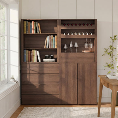Trygoal 3-Shelf Open Bookcase, Stackable Wood Bookshelf, Mid Century Modern Freestanding Storage Cabinet, Multi-Purpose Organizer for Bedroom, Living Room, Kitchen, Bathroom, Dining Room, Walnut