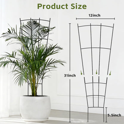 FAFTFTDY Trellis for Climbing Plants Indoor, 4 Pack 31'' Metal Plant Trellis Indoor for Potted Plants, Sturdy Plant Support Outdoor for Ivy Pothos Monstera Hoya Flower Vine, Fan Shape