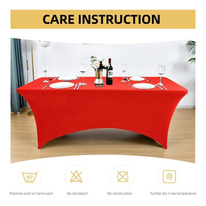 ZarzaaSik 10-Pack 4ft Red Spandex Table Covers for Rectangular Folding Tables - Wrinkle Resistant Stretch Tight Table Cloths - Fitted Table Protector for Parties, Trade Shows, Banquet, and Wedding