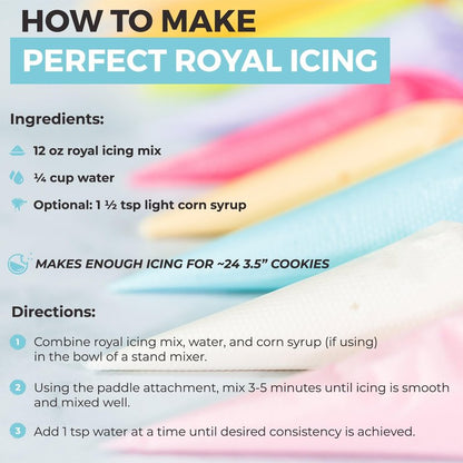Royal Icing Mix (12oz) Premium Royal Icing for Sugar Cookies, Easy to Use, Achieve the Perfect Consistency, Tastes Amazing, Naturally Flavored, Certified Gluten Free, Non-GMO Sourced