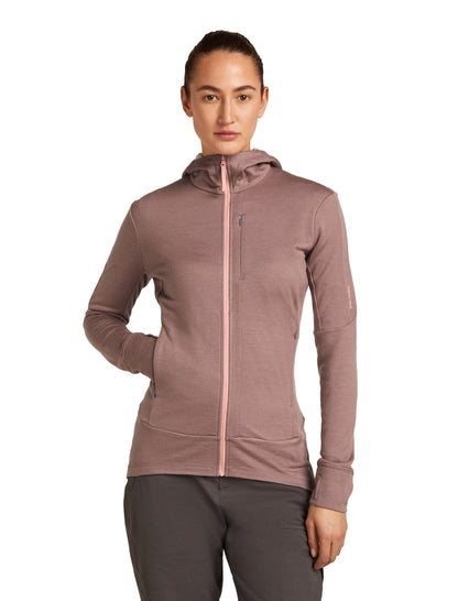 icebreaker Women's Merino 260 Quantum Long Sleeve Zip Hoodie - Summit/Blush - Large