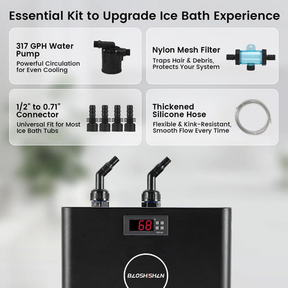 BAOSHISHAN 1/2hp Cold Plunge Chiller, 132gal Water Chiller for Ice Bath with Filter, Hose, Water Pump, Quiet Ice Bath Chiller for Athletes Recovery Cold Therapy Home Use