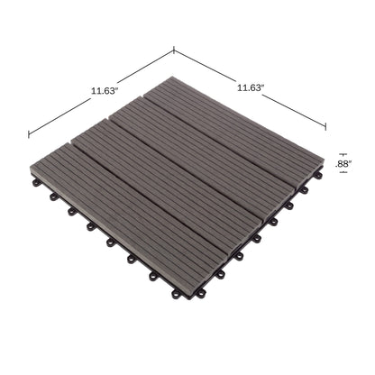 Interlocking Deck Tiles - 30-Pack 11.6-in Wood Plastic Composite All-Weather Outdoor Flooring Balcony Poolside or Patio by Pure Garden (Gray)