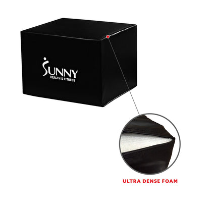 Sunny Health & Fitness Plyo Box Jump Platform with Adjustable Heights 20"/24"/28" and Shock Absorbing Foam Cover, 3-in-1 Plyometric Jump Box - No. 072, Black