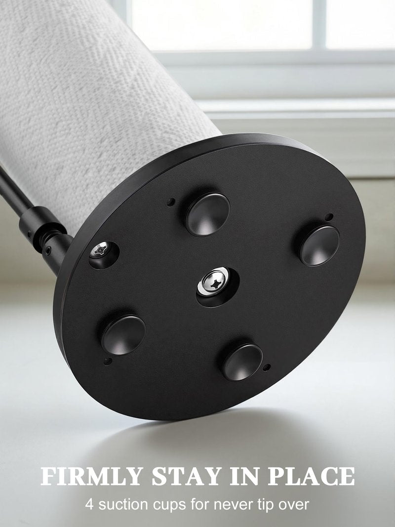 SMARTAKE Paper Towel Holder, Paper Towel Dispenser Standing Weighted Base Non Slip, Spring Arm Fit Most Size Paper Roll, Stainless Steel Paper Towel Holder for Home Kitchen Countertop Tabletop, Black