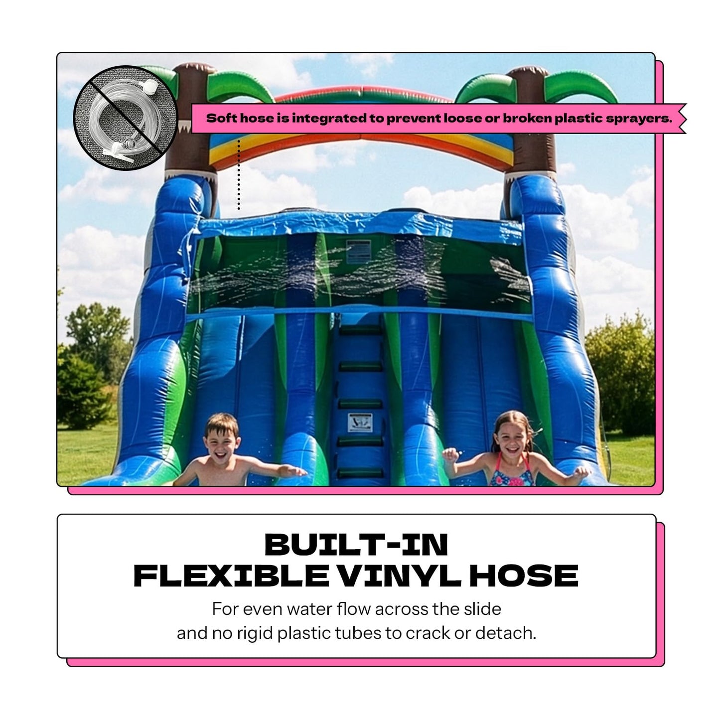POP JUMP 13ft Tall Topical Inflatable Water Slide Dual Lane with Pool- 23ft Long, 100% PVC Vinyl, Commercial Reinforced, Backyard Summer Play, Wet/Dry Fun, Front Entry for Supervision, Includes Blower