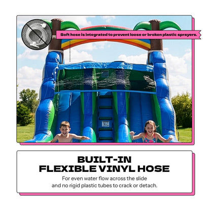 POP JUMP 13ft Tall Topical Inflatable Water Slide Dual Lane with Pool- 23ft Long, 100% PVC Vinyl, Commercial Reinforced, Backyard Summer Play, Wet/Dry Fun, Front Entry for Supervision, Includes Blower