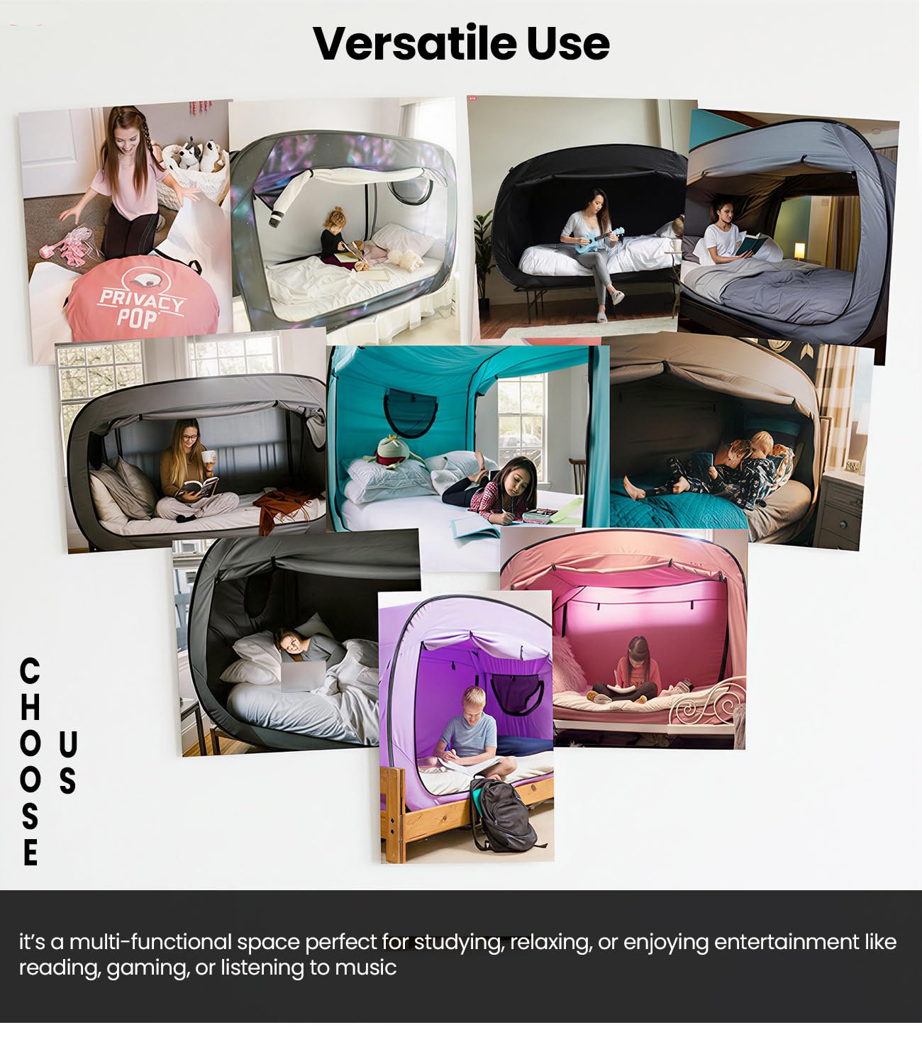 ANC POP Bed Tent Twin Bed Canopy Portable Dream Tent for Adult Indoor Sleeping Tents with 2 Doors Breathable Private Space Tents, Teal