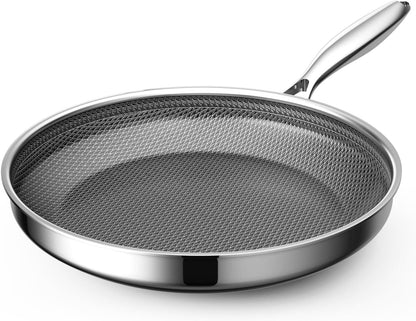 Skiennix 12-Inch Hybrid Nonstick Frying Pan - Stay-Cool Handle, Dishwasher-Safe & Oven-Safe Up to 600°F