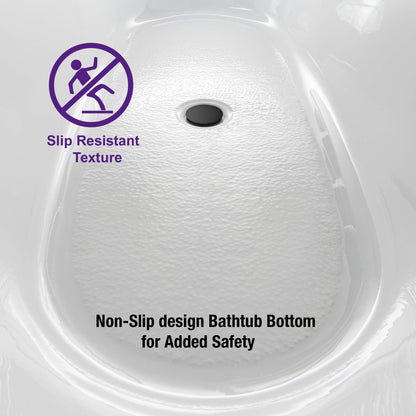 WOODBRIDGE 59" Freestanding White Acylic Soaking Bathtub with Matte Black Drain and Overflow,BTS1509-MB-Drain&O