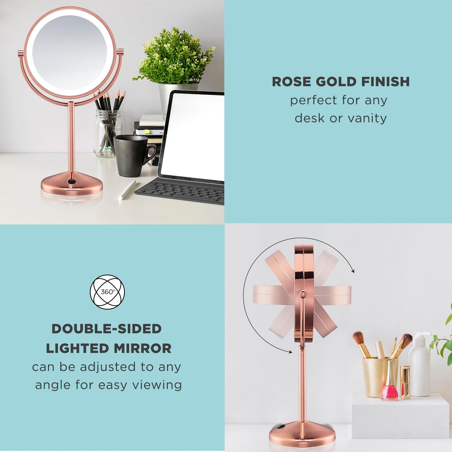 Conair Lighted Makeup Mirror, LED Vanity Mirror, 1X/8X Magnifying Mirror, Battery Operated in Brushed Nickel
