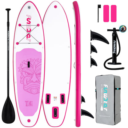 FunWater SUP Inflatable Stand Up Paddle Board 10'6×33"×6" Ultra-Light Inflatable Paddleboard with ISUP Accessories,Fins,Adjustable Paddle, Pump,Backpack