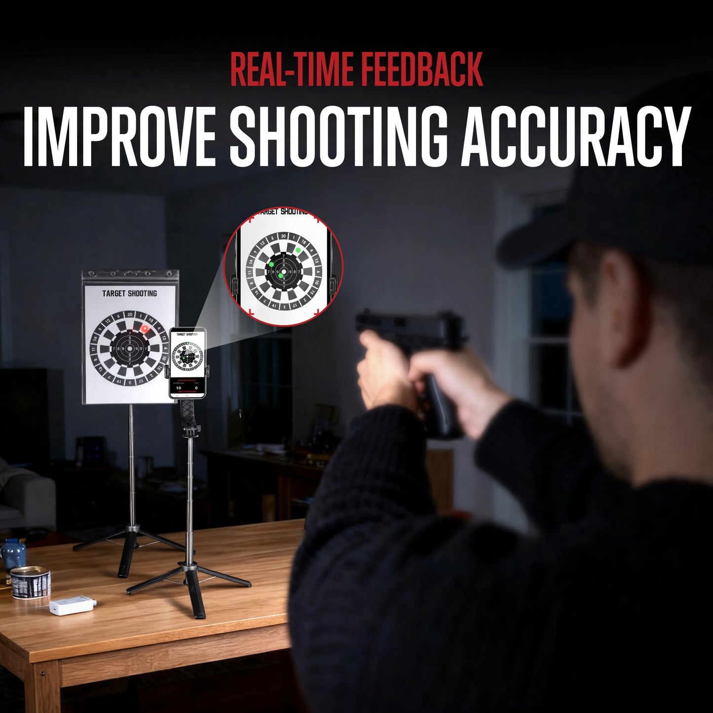 GLORYFIRE Dry Fire Laser Training System - Safe & Economical Practice Without Live Ammo, Home Training Compatible with App for Performance Tracking - with Cartridge, Targets & Holderes