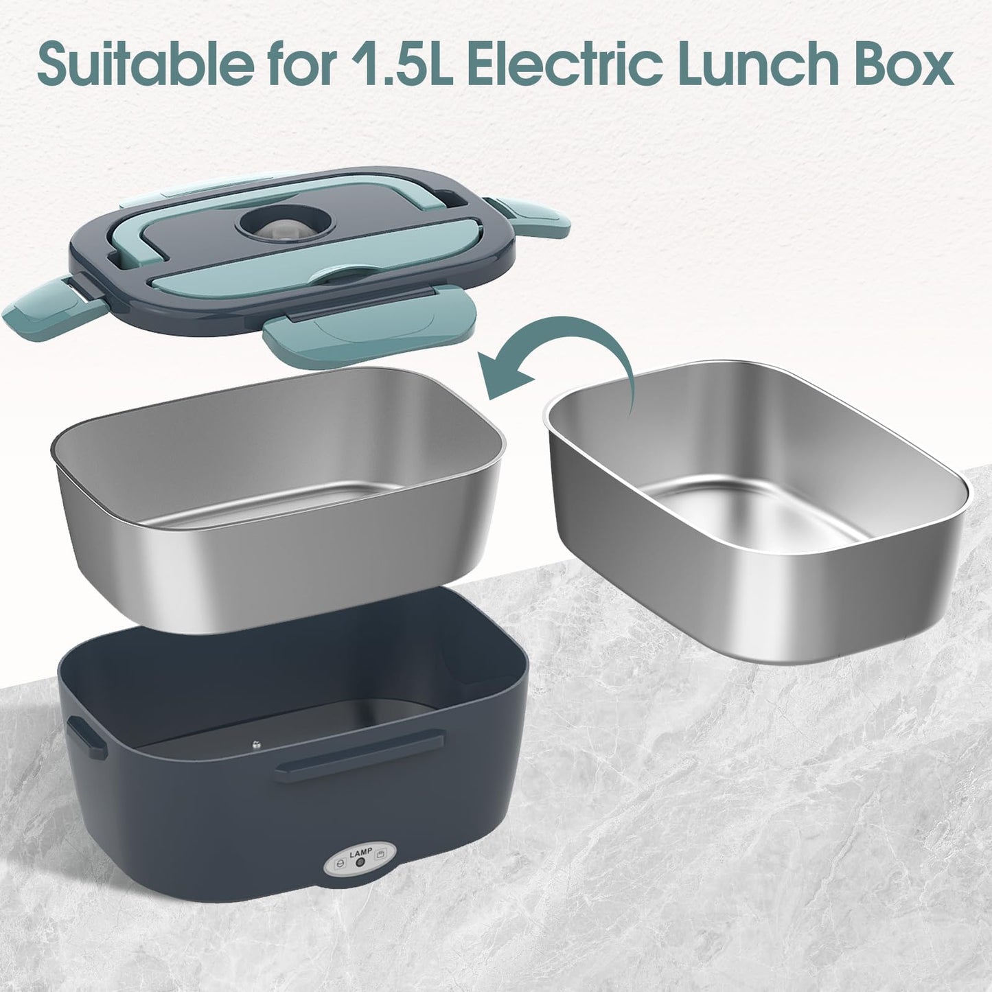 Electric Lunch Box Food Heater, 3 in 1 Ultra Quick Heated Lunch Boxes for Adults, 12V/24V/110V Portable Food Warmer for Car/Truck/Office With Fork Spoon and Insulated Carry Bag