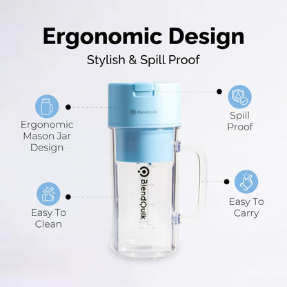 Personal Portable Blender For Shakes & Smoothies, Leakproof & Stylish Portable Mason Jar Shaker, Rechargeable Mini Blender with 10-Blade Blending System 14oz, Pink