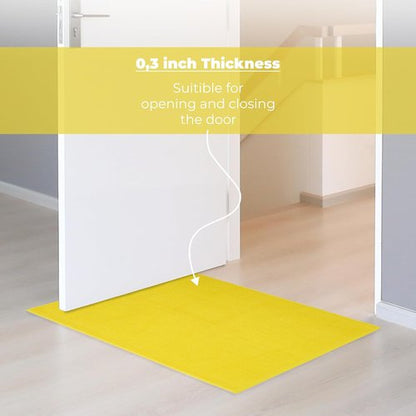 Cotton Paradise Non-Slip Bath Mat - 100% Cotton, Soft & Absorbent, 17x24 Inch, Quick Dry - Yellow