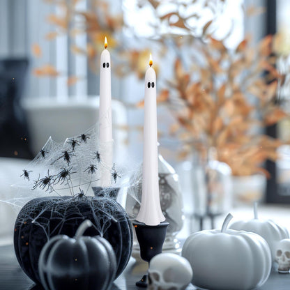 Conelist 6 Pcs Halloween Ghost Taper Candles Bulk Cute White Spooky Candles Decorations Halloween Ghost Shaped Decor for Party Favor Home Table Centerpieces Fireplace Festival Kitchen