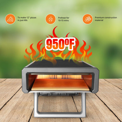 Garvee Pizza Oven Outdoor Gas Propane Portable Pizza Ovens, 12" Stainless Steel for Outside Backyard Kitchen Camp With Accessories Kit