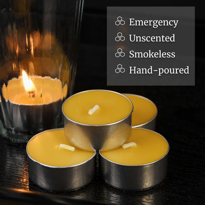 32 Packs Beeswax Tealight Candles,Natural Beeswax Tea Lights Candle in Aluminum Cups,4-5 Hour Burn Time,Unscented Smokeless Candles