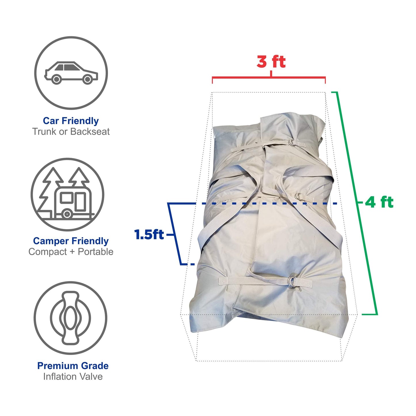 Newport 10ft 6in Newport Model Inflatable Dinghy Boat Transom Sport Tender - 5 Person - 15HP USCG Rated, White/Gray