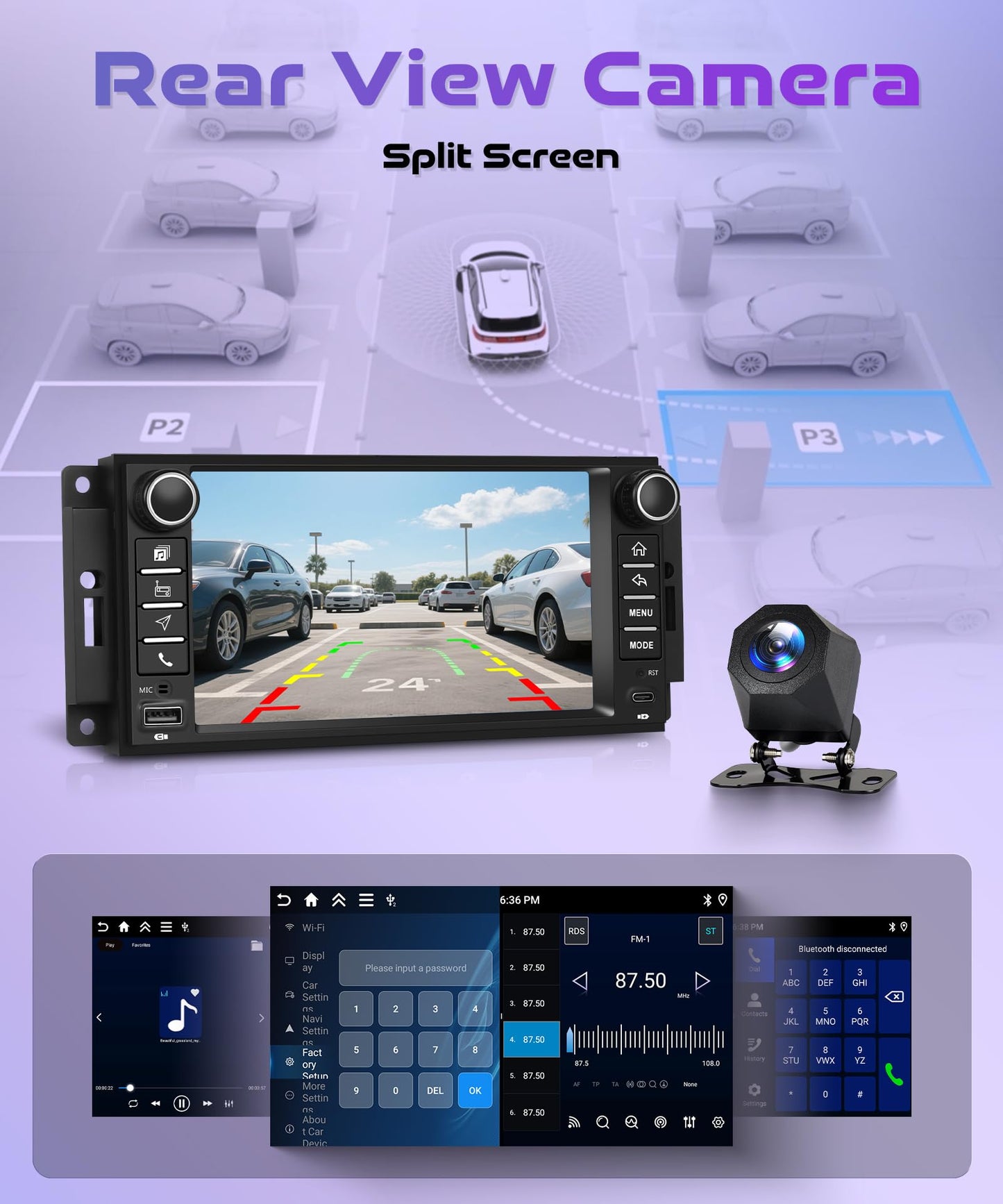 4Core 4G+128G Android 15 Car Stereo Radio for Jeep Wrangler JK 2007-2018/jeep Grand Cherokee/Commander/Compass, for Dodge Ram/Challenger(2009-2011) Wireless Carplay Android Auto GPS WiFi