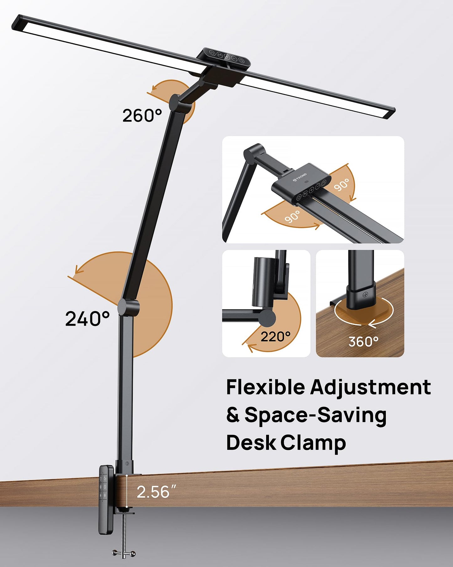 TROND LED Neck Reading Light LED Clamp Desk Lamp with Remote
