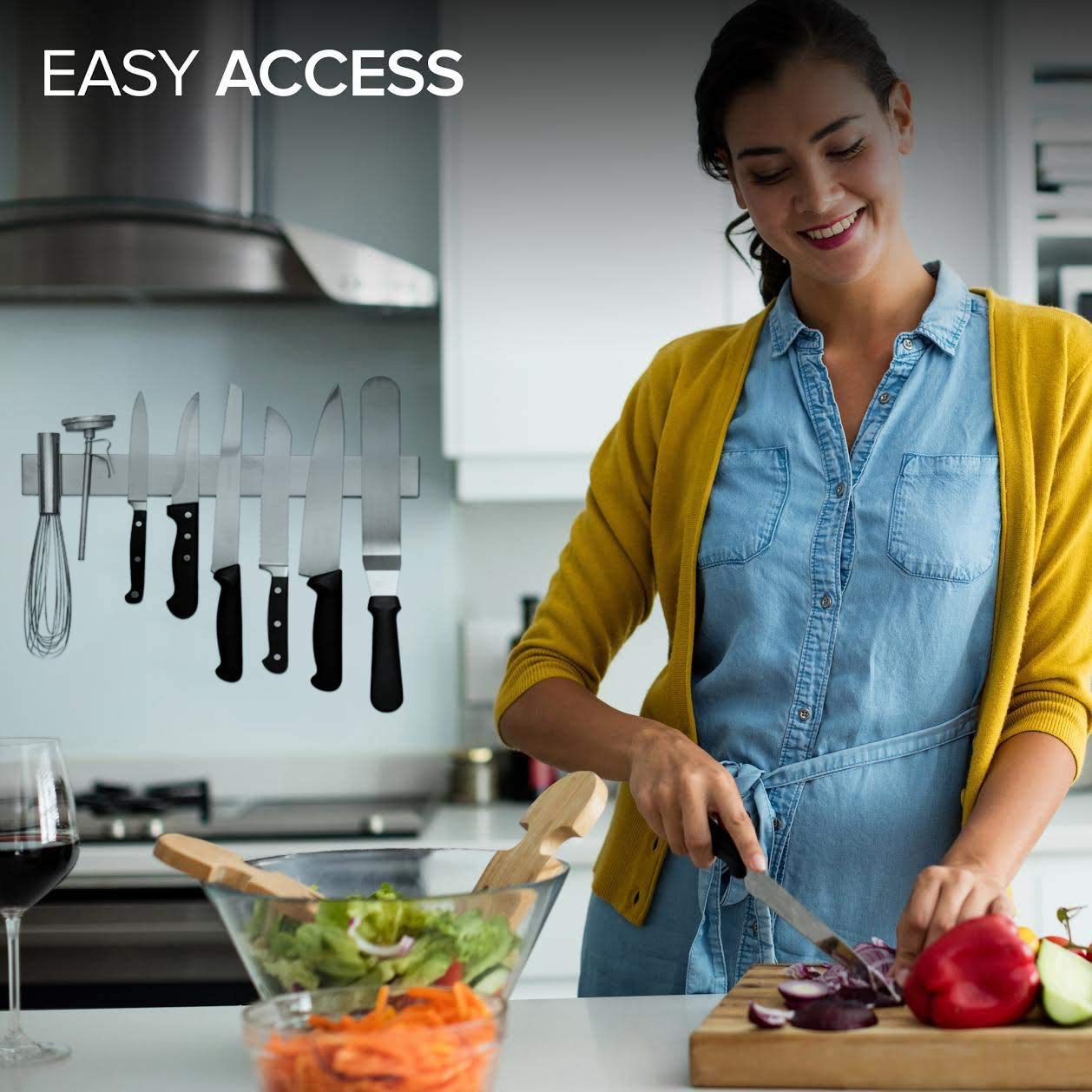 Modern Innovations 12 Inch Stainless Steel Magnetic Knife Bar with Multipurpose Use as Knife Holder, Knife Rack, Knife Strip, Kitchen Utensil Holder, Tool Holder, Art Supply Organizer, Home Organizer