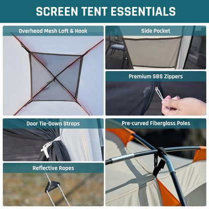 Screen House Tent 12x12ft Screen Room Mesh Gazebos w/ 2 Zipper Doors, Camping Tent Screened Canopy Shelter for Outdoor Patios Backyards Activities