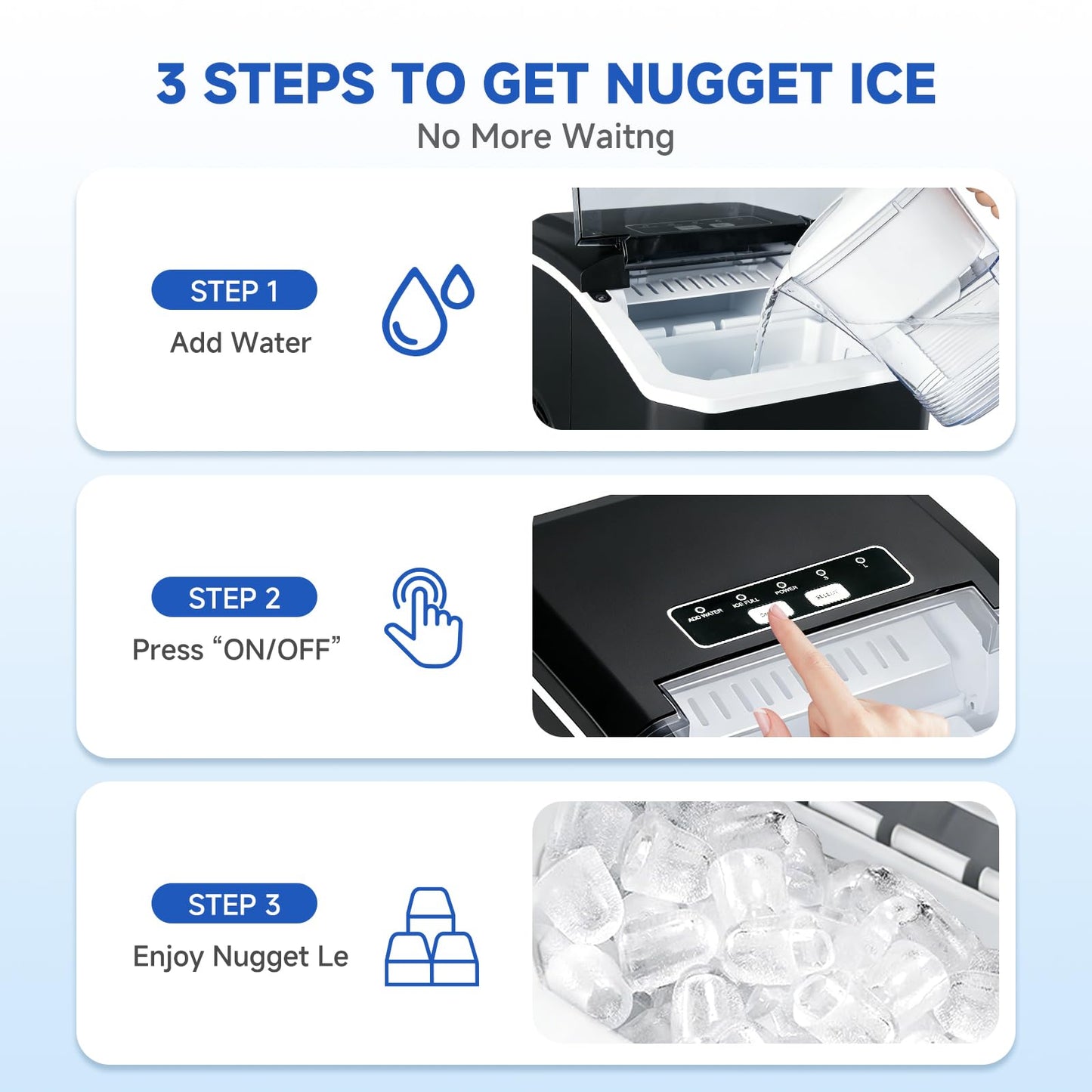 Pocicoll Countertop Ice Maker Machine, 26lbs in 24Hrs, 9 Ice Cubes Ready in 8 Mins, Auto-Cleaning Portable Ice Maker with Basket and Scoop, for Home/Kitchen/Camping/RV (Black)