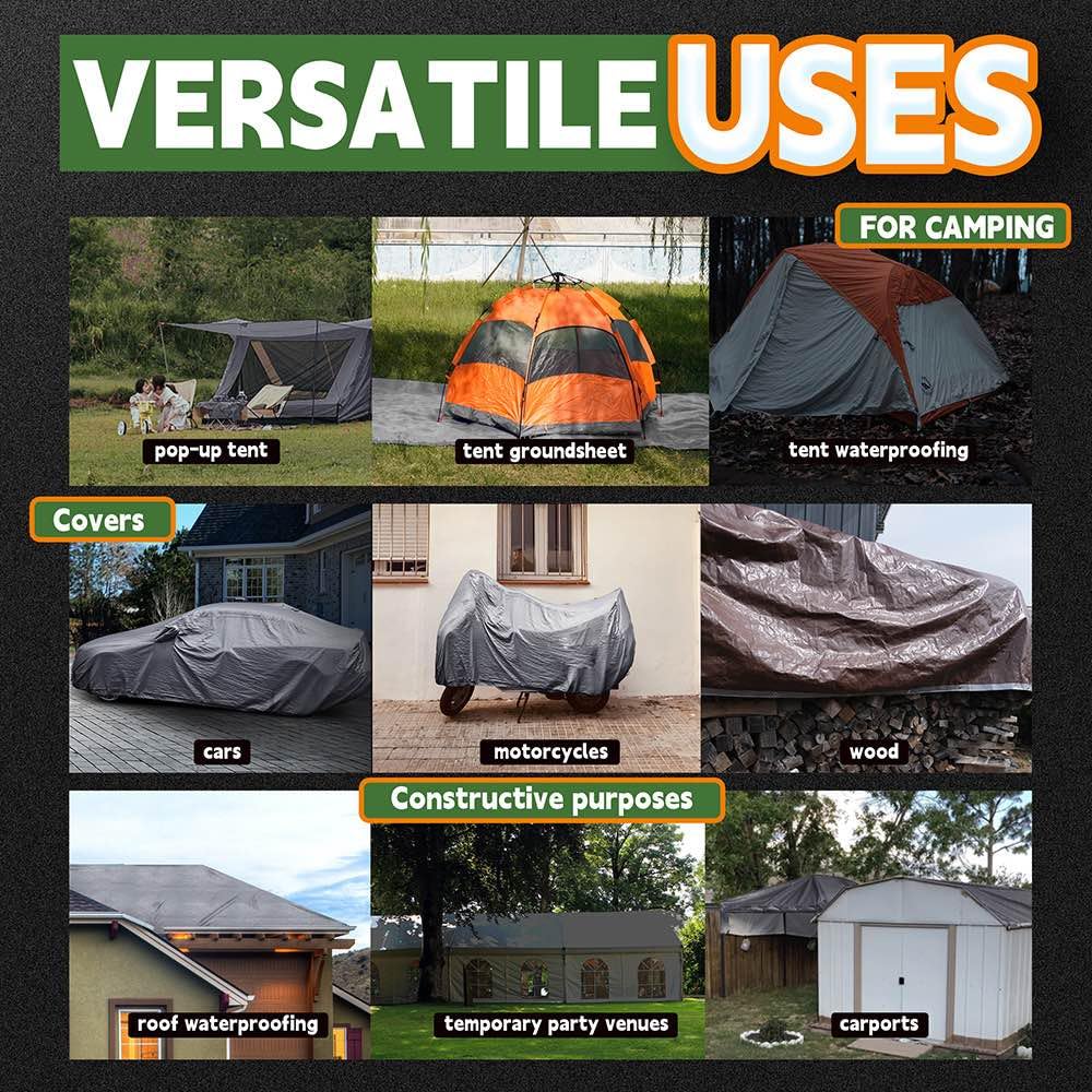 RAINDEWAY Tarps Heavy Duty Waterproof 30x100 Feet,10Mil Thick Multipurpose Large Tarp Cover with Metal Grommets and Reinforced Edges,Silver/Brown Tarp