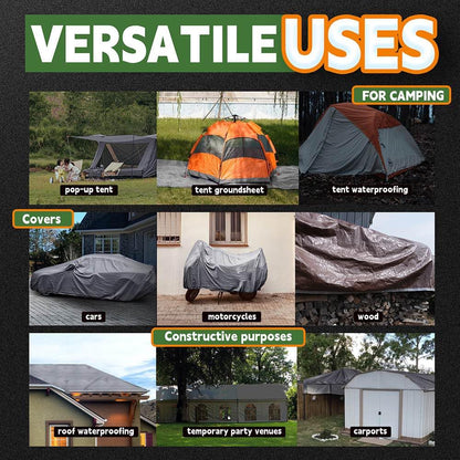 RAINDEWAY Tarps Heavy Duty Waterproof 30x100 Feet,10Mil Thick Multipurpose Large Tarp Cover with Metal Grommets and Reinforced Edges,Silver/Brown Tarp