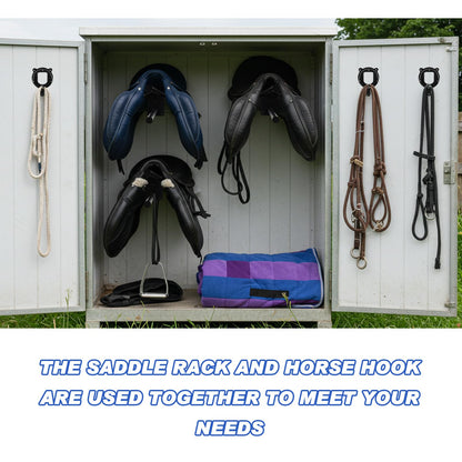 Paterr 12 Pack Saddle Rack Wall Mount with Pad Bar Horse Bridle Rack Metal Bracket Bridle Hooks Detachable Portable Saddle Stand Tack Storage for Western Horse Trailer Stall Supplies Accessories